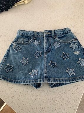 Zara Light Blue Denim Shorts with Star Appliqués